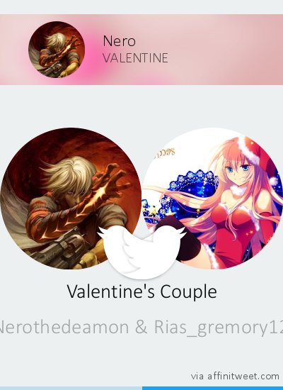 Nerothedeamon's tweet photo. [Valentine] @Nerothedeamon's Valentine should be @Rias_gremory12! Who should be yours?
via https://t.co/diq0J8d8Y2 https://t.co/jZZOYSDTr6