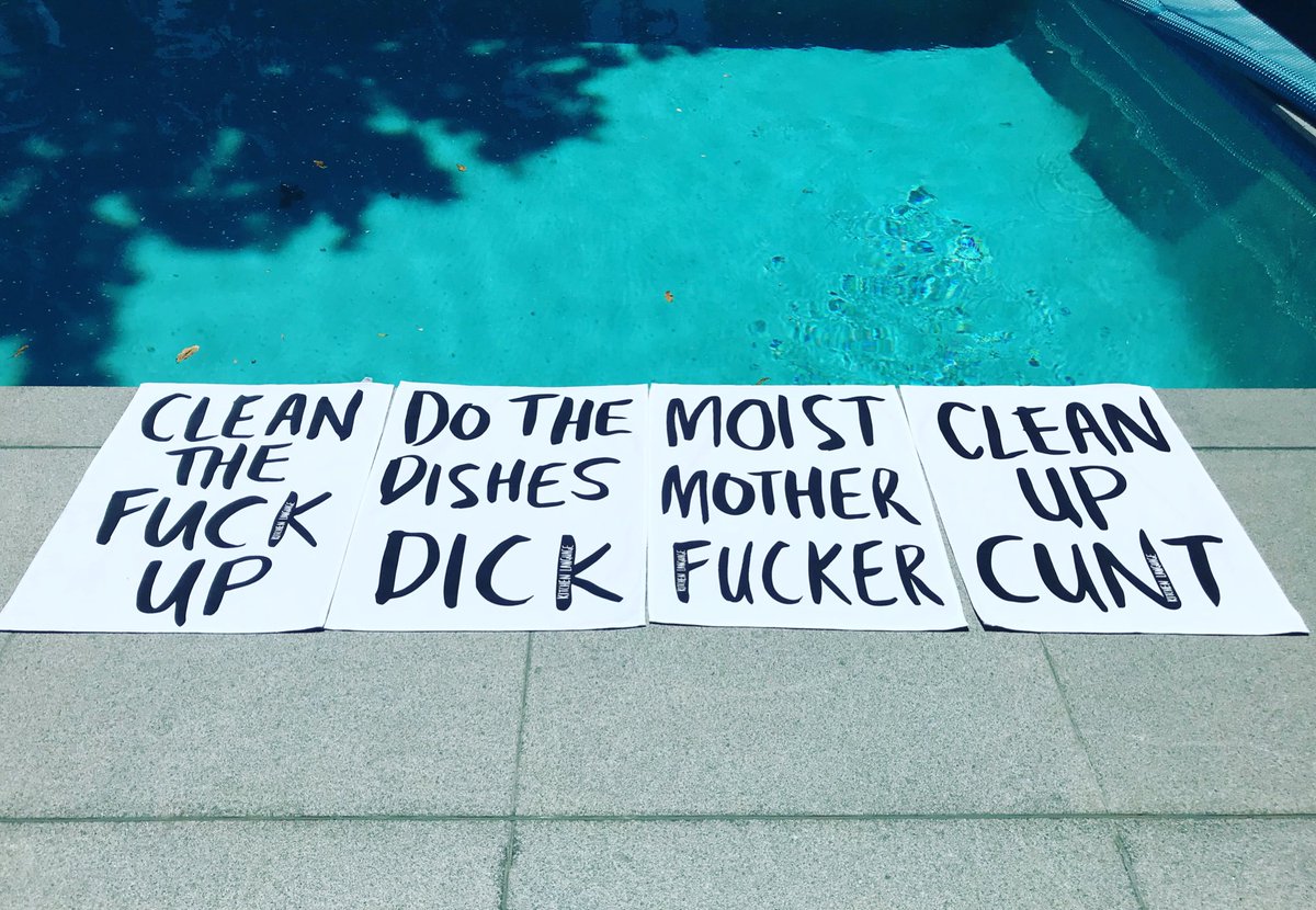 kitchenlang's tweet photo. No towel? No fucking worries...these four will do the job! #kitchenlanguage #hot #summer #melbourne #teatowels #pool #swim https://t.co/fSWVwydUbX