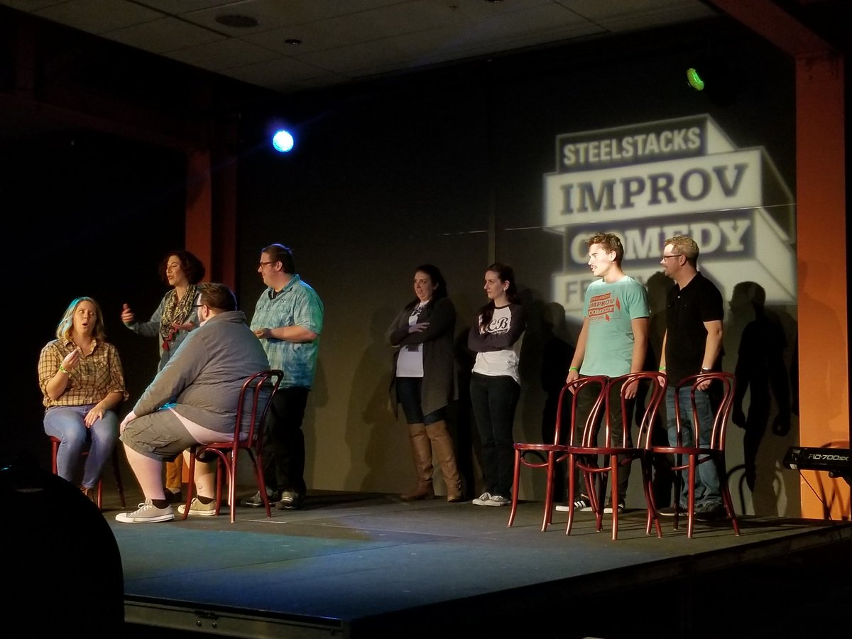 SteelStacks's tweet photo. We're into Sunday with Cat Sweaters! (Starting 2/9, they'll share the stage with The Flumplenarfs on the 2nd Friday of the month.) #SSICF18 https://t.co/NPpJwAVNve