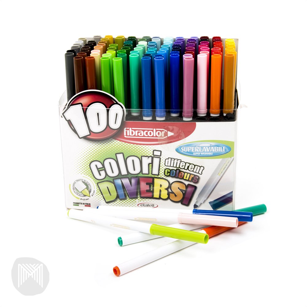Fibracolor Coloring Pens Super Washable, Box of 100