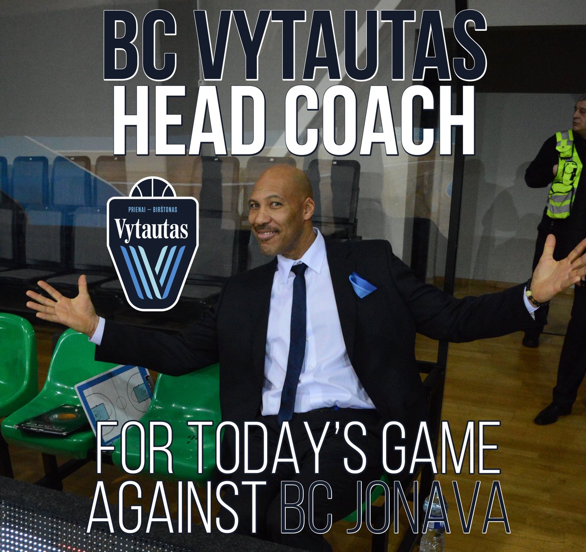 bcprienai's tweet photo. WOW 😮 @Lavarbigballer will be HEAD COACH of @bcvytautas for today's Big Baller Brand Challenge Games: Vytautas – Jonava match! 

Game stream: https://t.co/zA1ny0JCS7

#BCVytautas #BBBChallengeGames #BBB https://t.co/siR1qlAETu