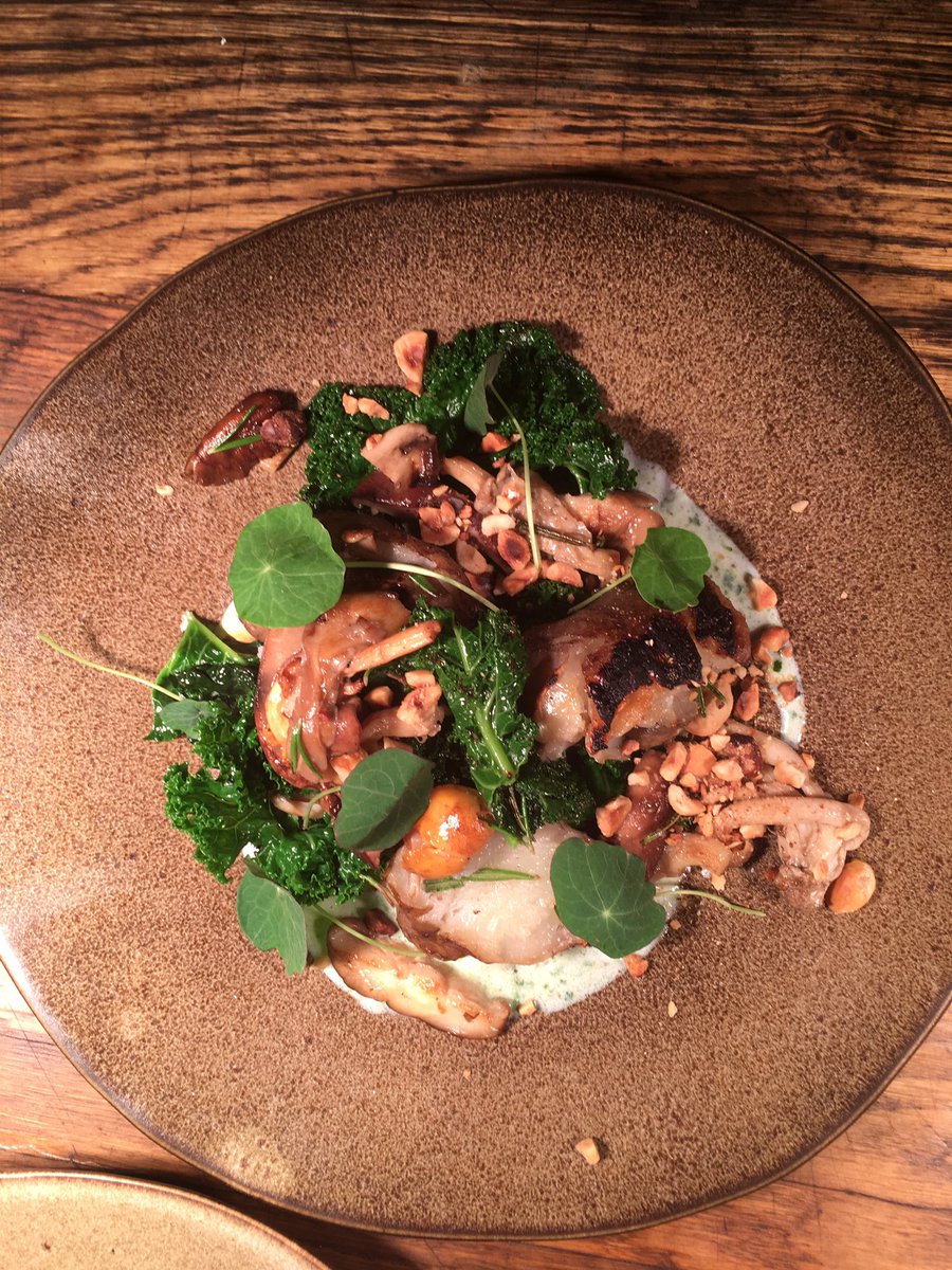 ProvenanceKitch's tweet photo. A couple of dishes from our dinner @HelpHareHounds last night. 
Blow Torched Mackerel and the vegetarian dish, wood fired Jerusalem Artichokes. We're back serving a new three course menu on the last Saturday of each month. https://t.co/q4WIUCBy3b