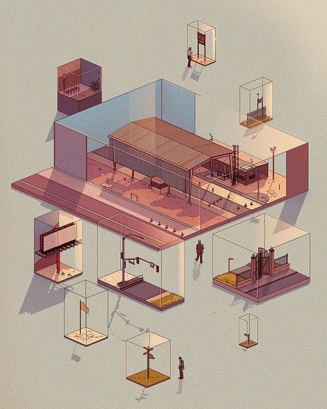 DougJohnMiller's tweet photo. New Frontier Outposts. The full composition. #illustration #isometric #architecture https://t.co/JQJ8Sbzy7J https://t.co/NEEI1dDrK8