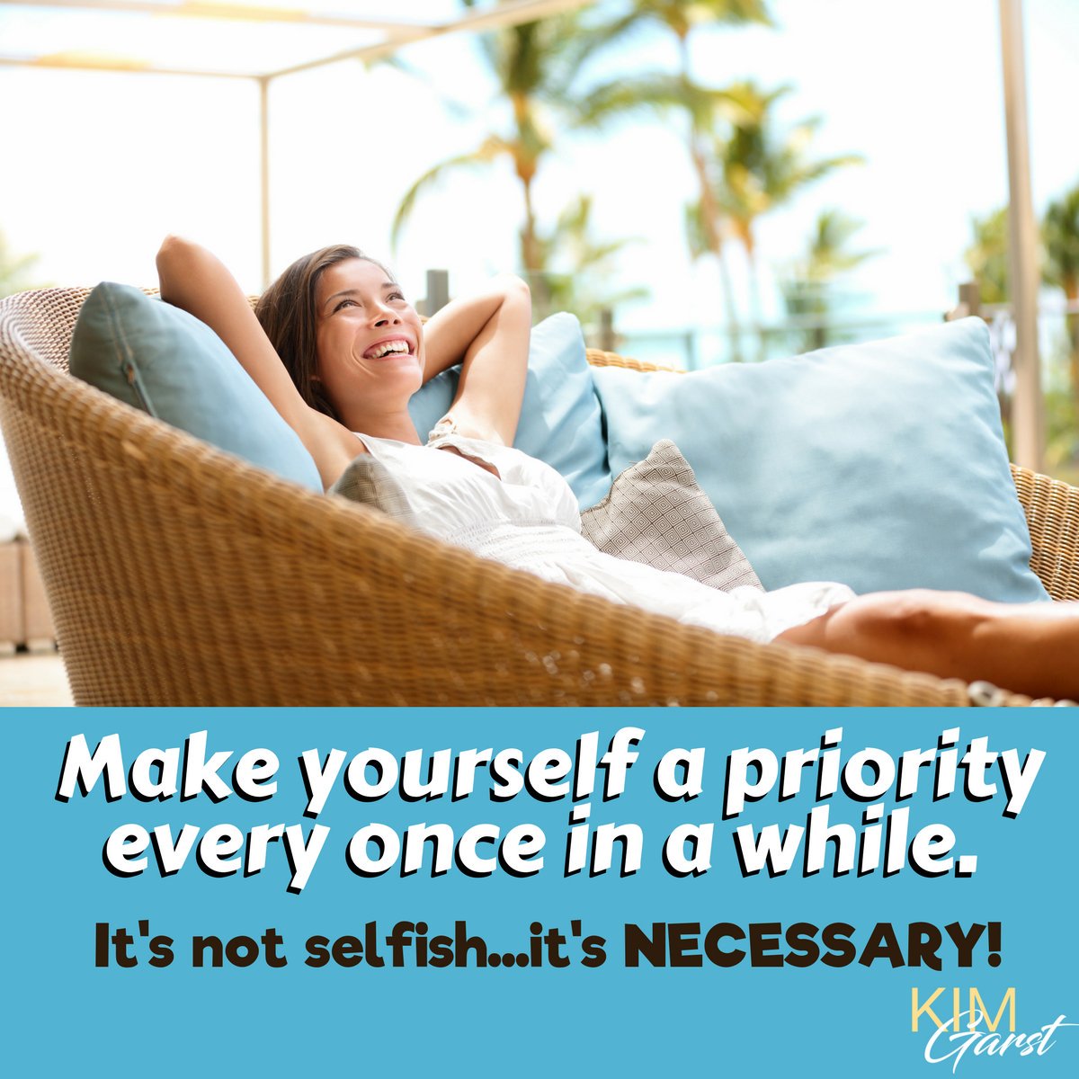 kimgarst's tweet photo. MAKE time for yourself once in a while...it's NECESSARY to recharge those batteries once in a while :-)! https://t.co/QqkvryVtxR
