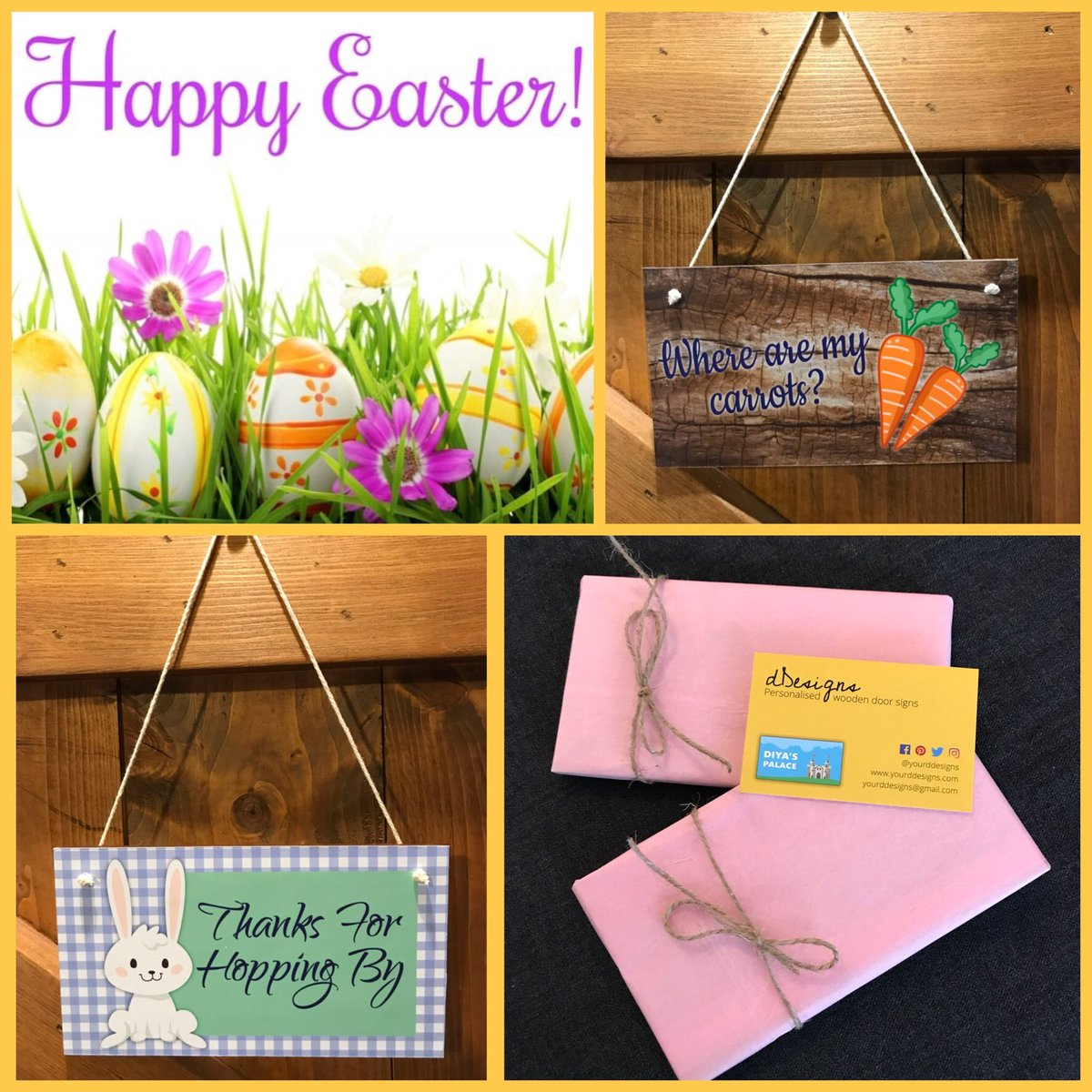yourddesigns's tweet photo. As promised, here are the Easter signs!! £7 for each sign! 🥕#Easter #easterbunny #eastersigns #signsforeaster #woodensigns #wheresmycarrots #bunny #bunnyrabbit #personalisedsigns #handmade #buyhandmadeandasmallbusinessownerdoesahappydance #woodwork #woodengifts #easter2018 https://t.co/KbEuVHdfGz