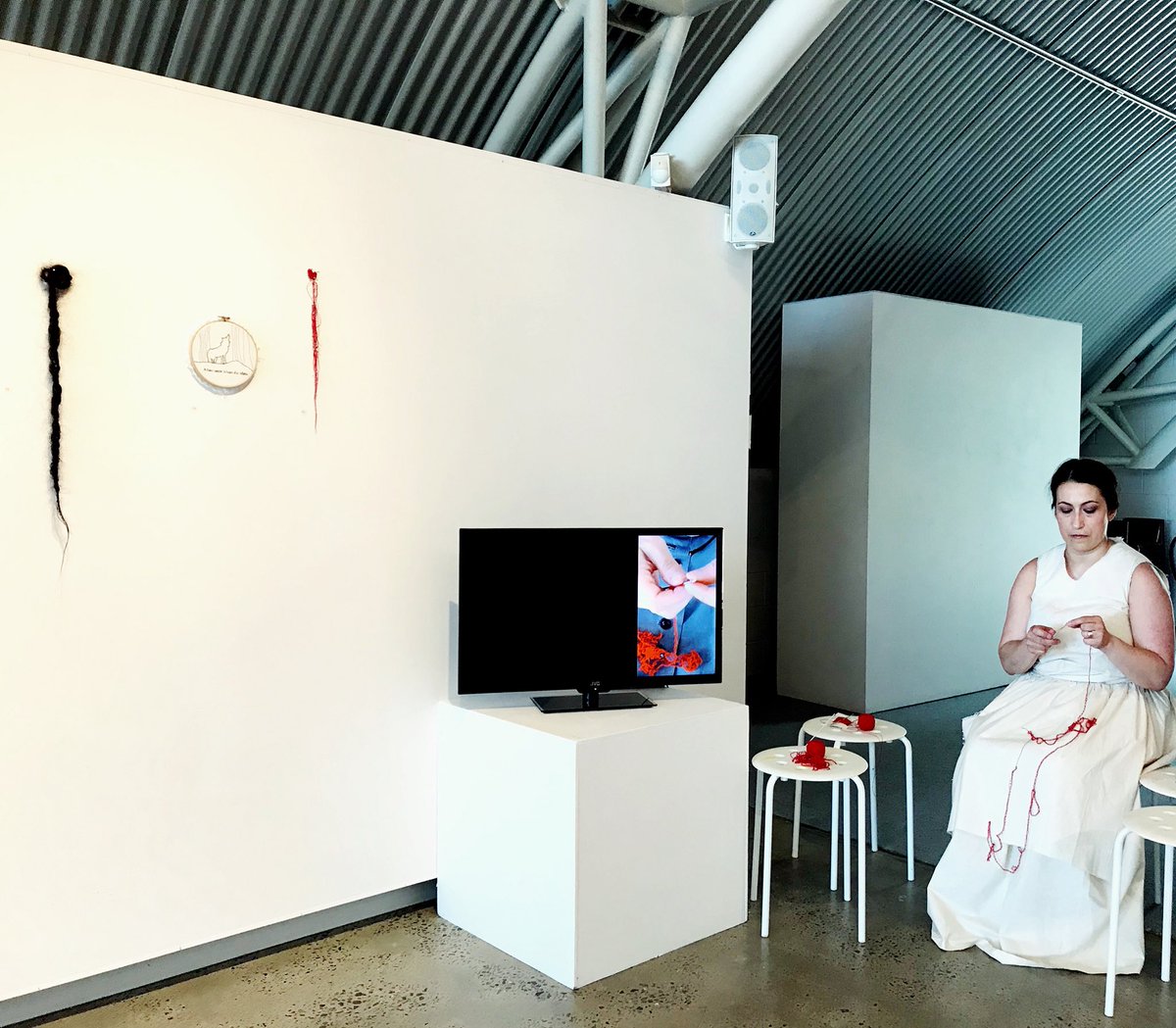 lucimarcuzzo's tweet photo. My work in the Threads of thought: the language of stitch, curated by Annabelle Collett + Collective Crochet #threadsofthought #tracingthreadsofthepast #collectivecrochet #madebyhand #womenswork #crochet #embroidery #braidedhair #heart #chainmigration #nonni #collaboration https://t.co/G4yAuFZXxQ