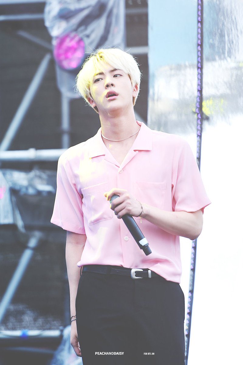 Slayaidan's tweet photo. everytime i am reminded of jin in baby pink i am ready to sell my virginity https://t.co/kzN6Gc10eq