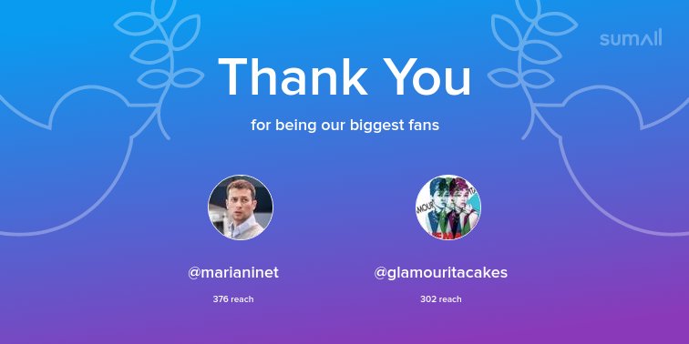 Our biggest fans this week: <a href="/marianinet/">Marco Mariani</a>, <a href="/glamouritacakes/">GlamourItalianCakes</a>. Thank you! via sumall.com/thankyou?utm_s…