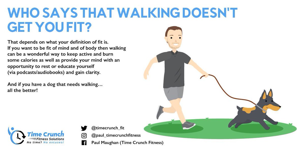 timecrunch_fit's tweet photo. Keep up that daily activity! Even when not in the gym it will aid recovery. Being fit in both mind & body is hugely important 💪🏼😀 #recovery #mentalhealth #stressrelief #timecrunchfitnesspaul #timecrunchfitness #healthyhabits #fittermind #fitterbody #walkthedog https://t.co/zIWrnAKAi5