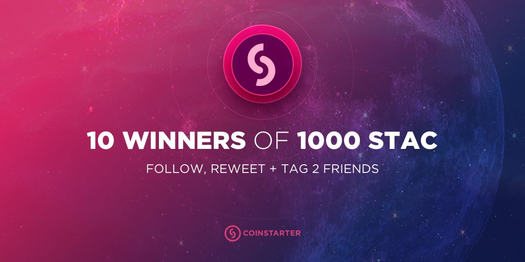 To kick off our 30% bonus period, we are giving away 1000 $STAC each to 10 lucky winners 🎉

Rules: Follow us, Share the tweet, tag 2 crypto friends 😬

All 3 rules must be followed to win!

Winners announced: Friday 04/02/2018 

Sign up for our ICO at: coinstarter.com 🎁
