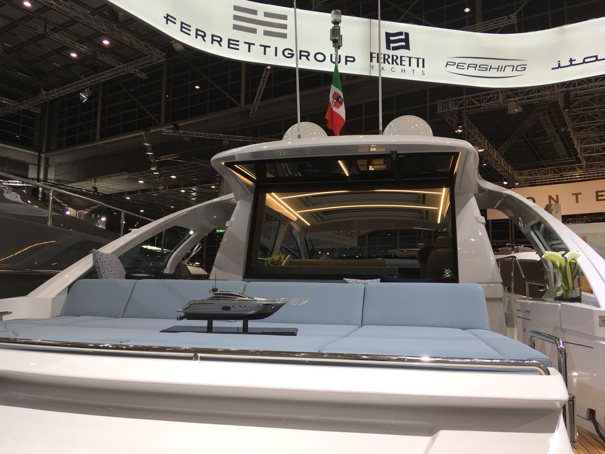 pershingyacht's tweet image. With her impeccably designed spaces, the Pershing 5X is sure to surprise you at #boot2018 @bootdaily