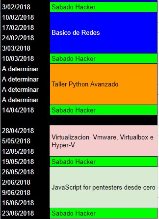 Próximos talleres en <a href="/Honey_SEC/">Honey_SEC</a>:

- Redes
- Python avanzado
- Virtualización
- JavaScript para Pentesters