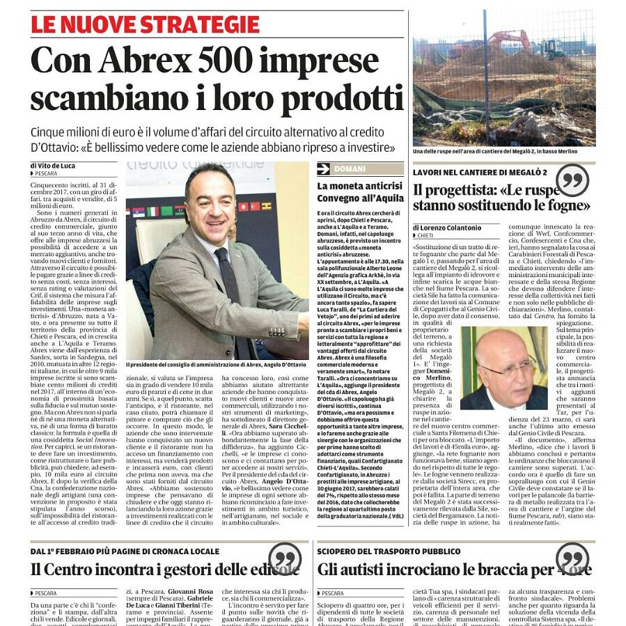 Oggi il #quotidiano il <a href="/Il_Centro/">Il Centro</a> dedica un ampio spazio al nostro #circuito.#AtuttaAbrex