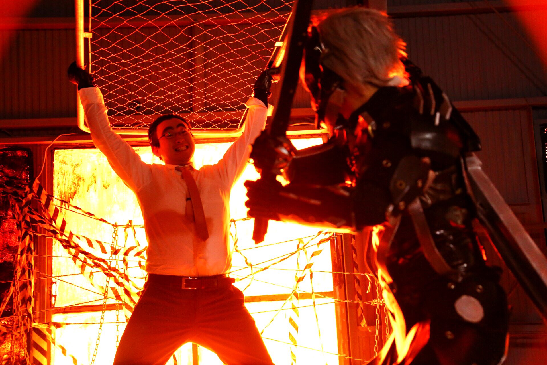 ザン ウー Auf Twitter 本日の撮影速報 メタルギアライジングのラスボス戦を再現してみたよ 雷電 啓さん アームストロング 新堂ガイさん