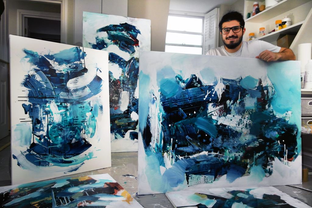 I'm very excited with my new collection of original paintings 🎨 The results were based on an exploration of expressionism with varied subjects of inspiration. Available now at bit.ly/omarobaid-avai… #abstractart #expressionism #originalpaintings #artist #inthestudio #omarobaid