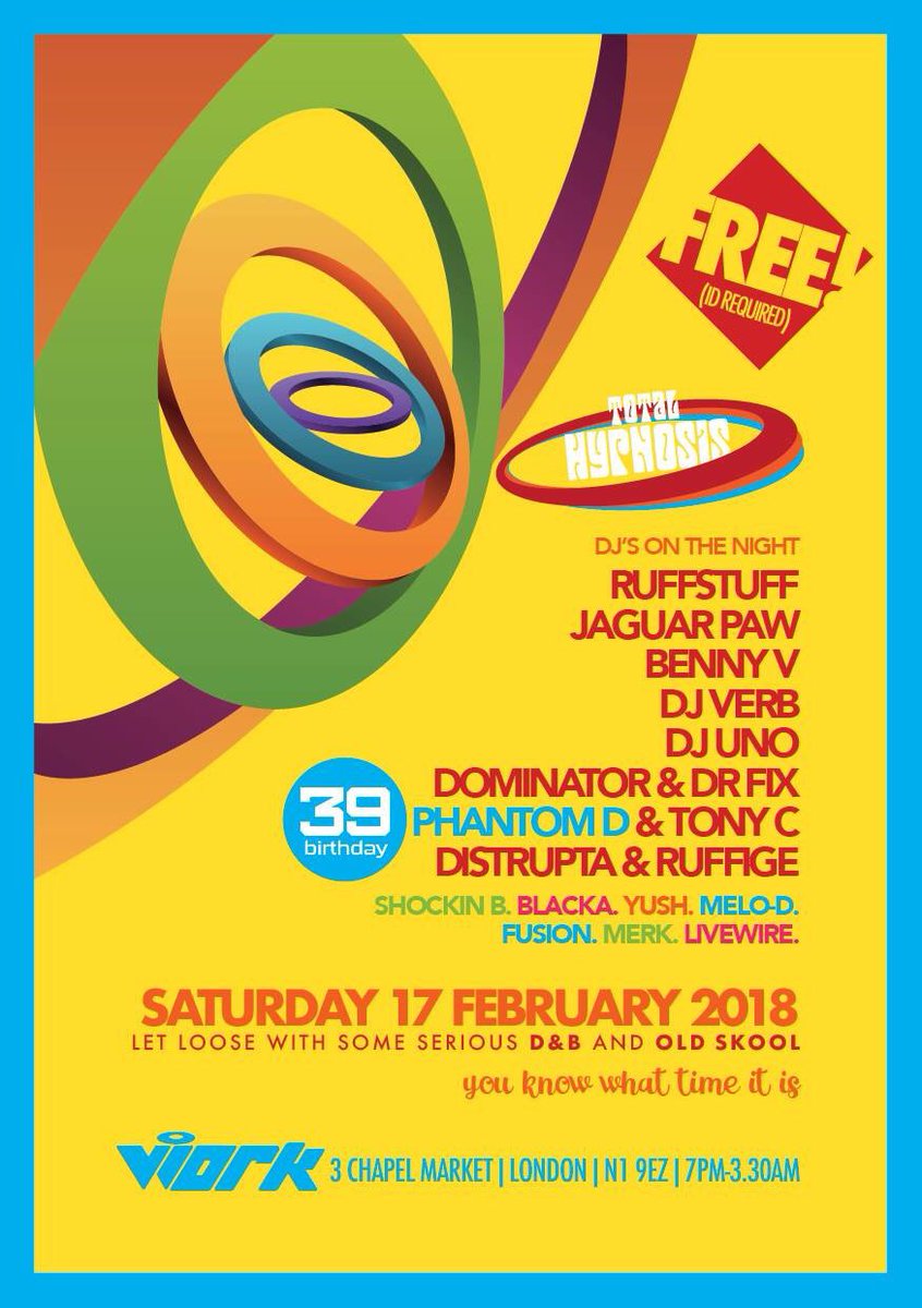 Total Hypnosis free party Saturday 17th February @Work bar N1 9EZ