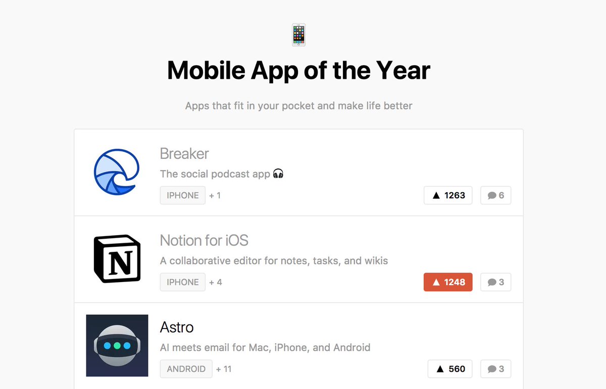 NotionHQ's tweet photo. Oh man we are just a dozen votes *behind* to win the @ProductHunt Mobile App of the Year 😵
Vote for us, retweet, mobilize your friends! It ends today 12pm PST. Together we can do this 💪
Click here: https://t.co/Quo9zeSu6y https://t.co/bHDV7amRuS