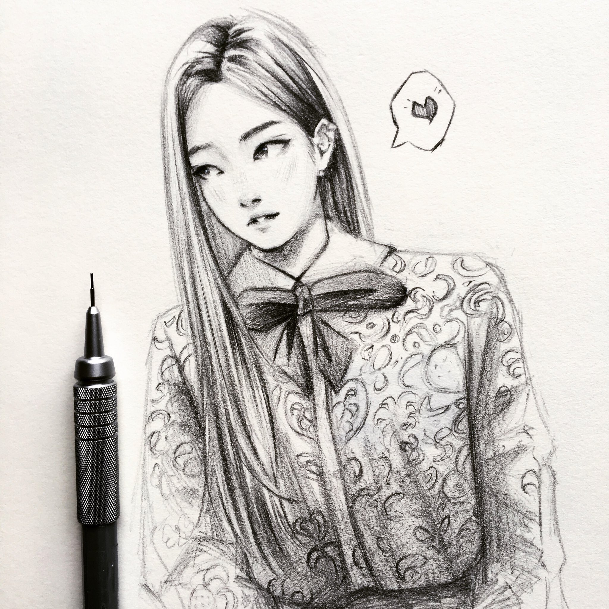 Корейский стиль карандашом Дженни