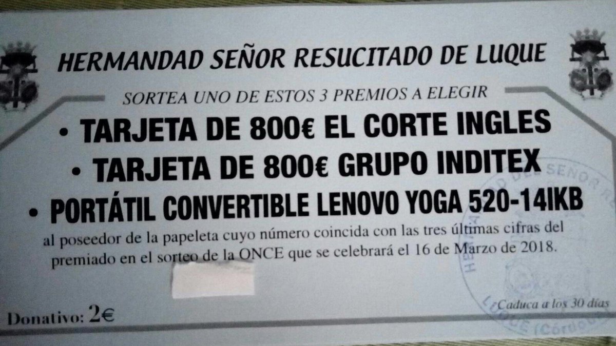resucitadoluque's tweet photo. Ya se encuentran a la venta las papeletas para un nuevo pero original sorteo. https://t.co/6I4WA1KEJd