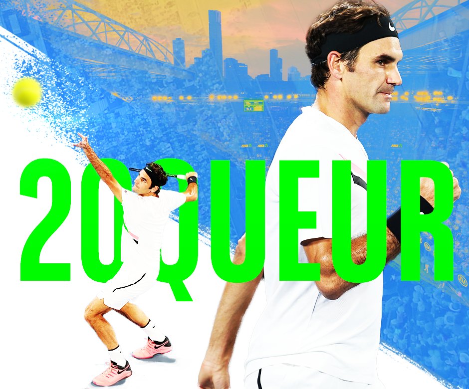 GRANDIOSE ! LEGENDAIRE !! 

Roger #Federer triomphe pour la 2⃣0⃣ème fois en Grand Chelem en remportant l’Open d’Australie 6-2 6-7 6-3 3-6 6-1 face à Marin #Cilic ! #AuOpen