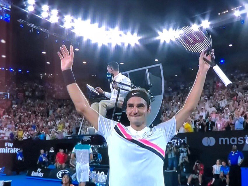 Sheryn79's tweet image. #20 for @rogerfederer because he is the #GOAT. Absolute champion #AusOpen2018