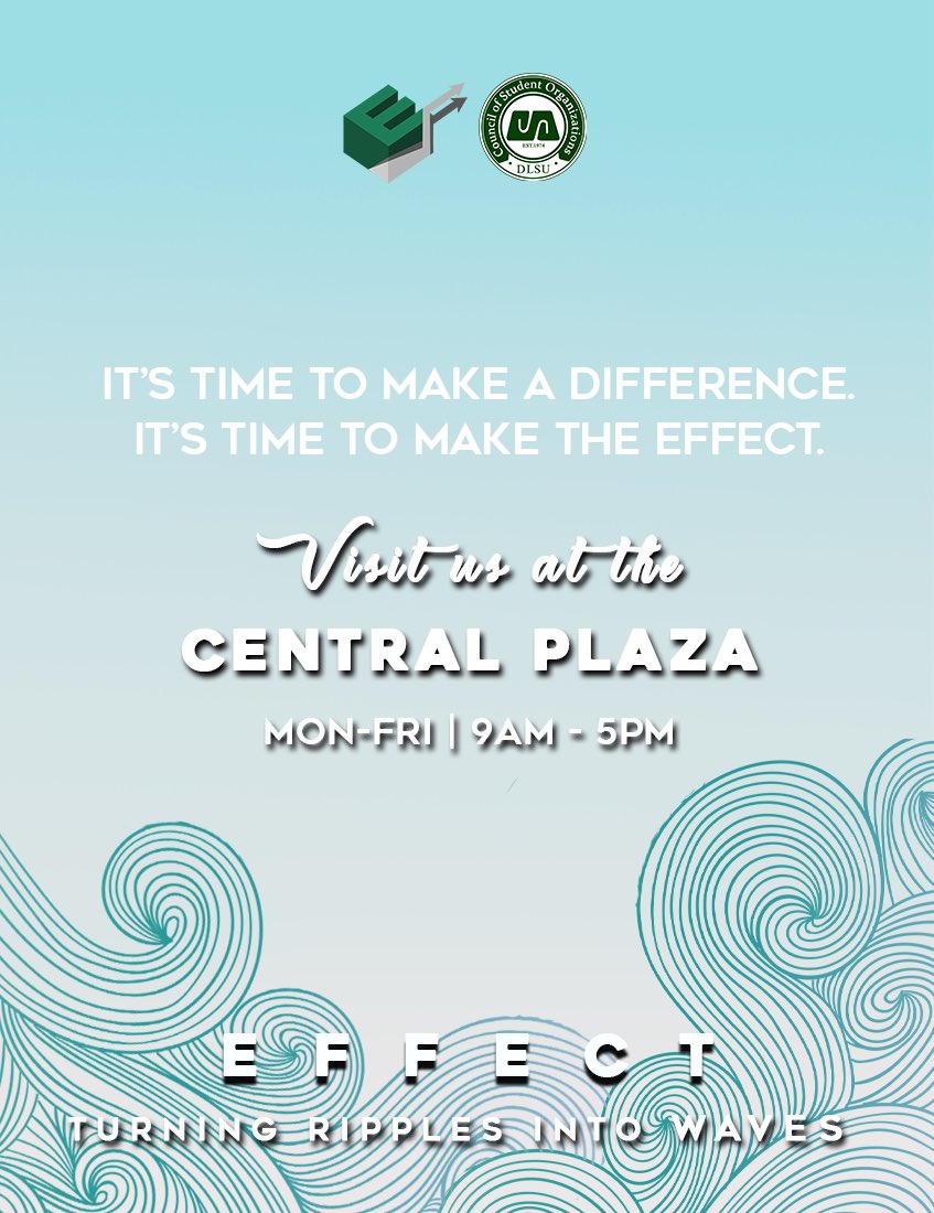 EffectCampaign's tweet photo. Are YOU ready to make an EFFECT?

Check out our booth at Central Plaza 1 from 8am to 6pm starting tomorrow until Friday, and find out how you can make an EFFECT!

#TogetherWeAreTheEFFECT https://t.co/MgnufyMlDN