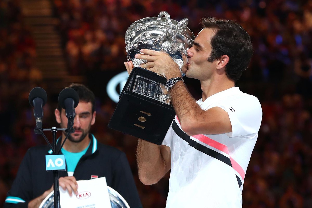 Roger Federer becomes the first man to win 20 Grand Slam titles 🐐

Wimbledon

🏆2003
🏆2004
🏆2005
🏆2006
🏆2007
🏆2009
🏆2012
🏆2017

Australian Open

🏆 2004
🏆 2006
🏆 2007
🏆 2010
🏆 2017
🏆 2018

US Open 

🏆 2004
🏆 2005
🏆 2006
🏆 2007
🏆 2008

French Open

🏆2009