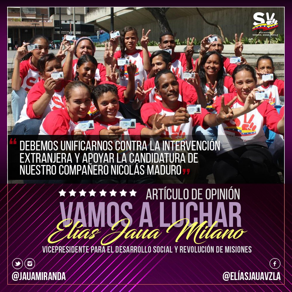 #IniciaLaBatalla del camino a unas elecciones victoriosa, continuaremos con un legado eterno para seguir construyendo el Socialismo Bolivariano "VAMOS A LUCHAR" <a href="/JauaMiranda/">Elías Jaua</a> @MPPEDUCACION <a href="/NicolasMaduro/">Nicolás Maduro</a>