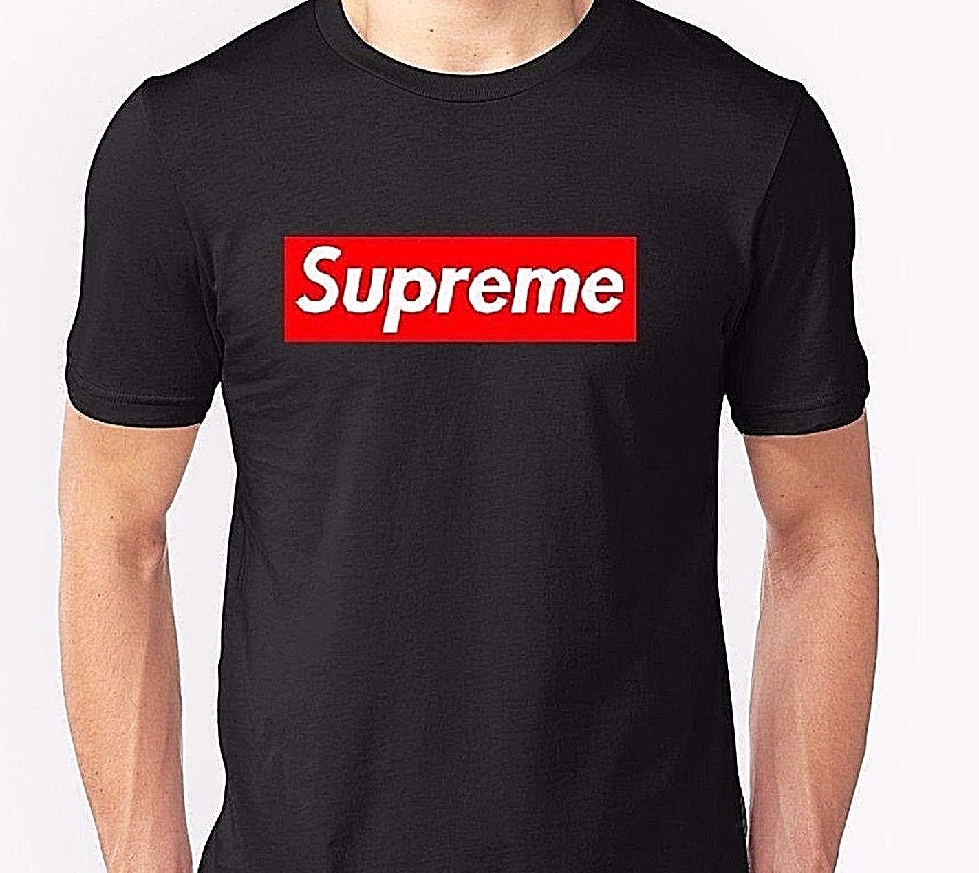 black supreme shirt with red box logo