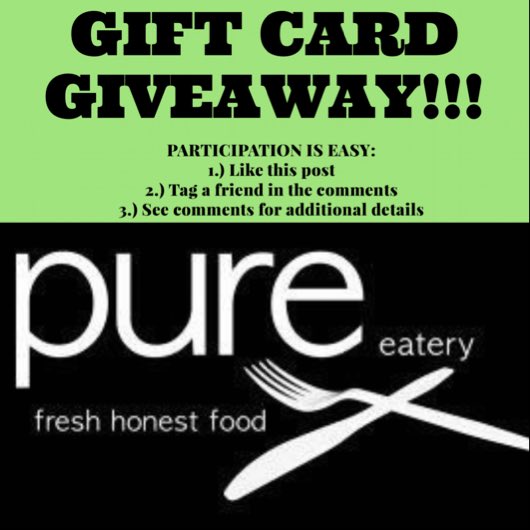 PureFishers's tweet photo. Who wants a chance to win a $50 Gift Card!?! Go check out our Instagram page @pureeateryfishers and find out how you can enter!! #PureGiveaway #PureFishers https://t.co/tRyEZ2woj2