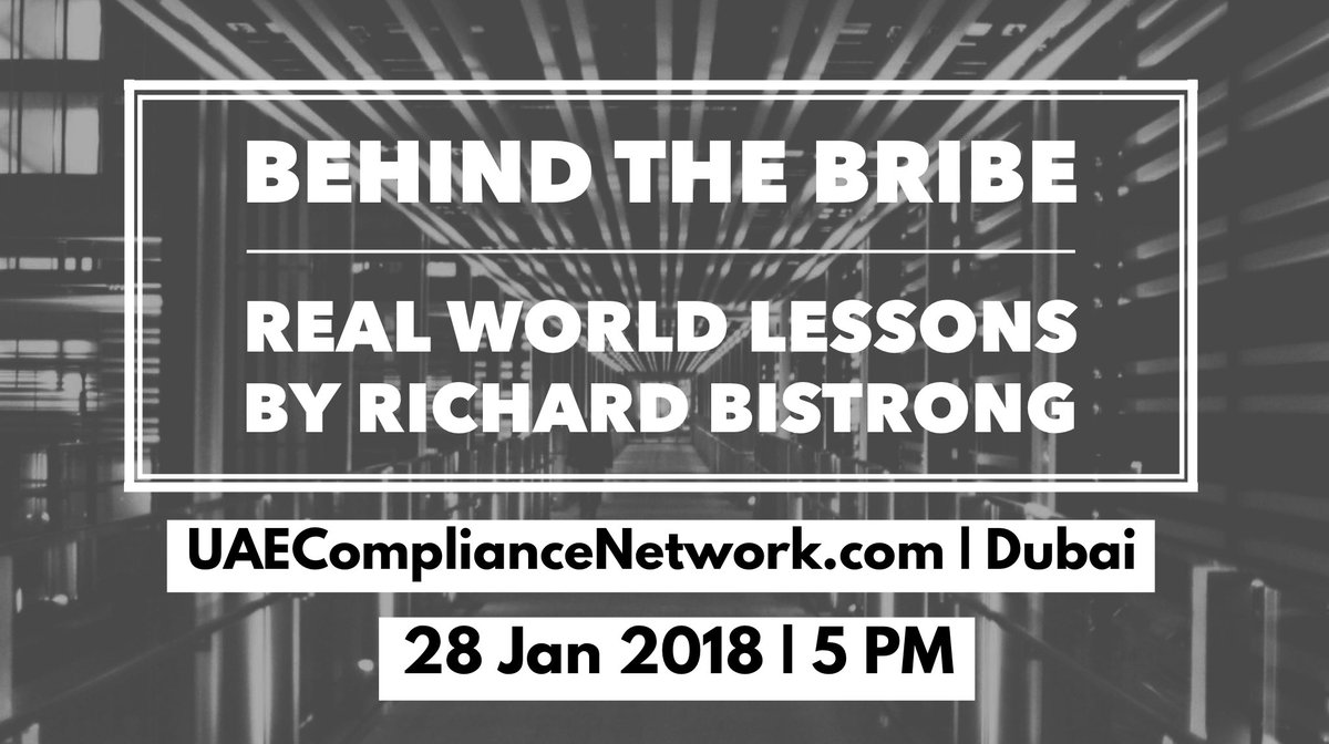 FarAlkaff's tweet photo. Happening now! Excited to be hosting and hearing about the front-lines from @RichardBistrong with our #UAEComplianceNetwork https://t.co/YPys2sx4k8