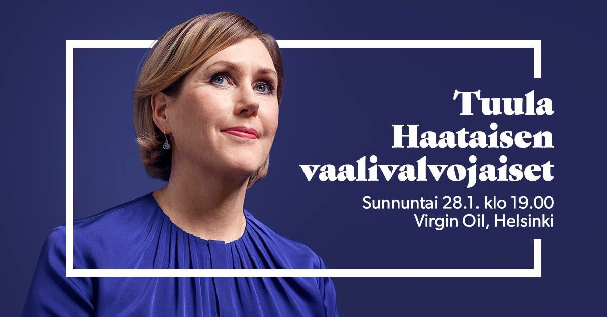Demarinuoret's tweet photo. Tuu meidän mukaan ja ota suunnaksi tänään Helsinki ja Virgin Oil! Seitsemältä aloitellaan @TuulaHaatainen vaalivalvojaisia. 

#presidentinvaalit2018 #Tuula2018 #demarinuoret 

https://t.co/JtvNYnR14i https://t.co/UFgOrXySbZ