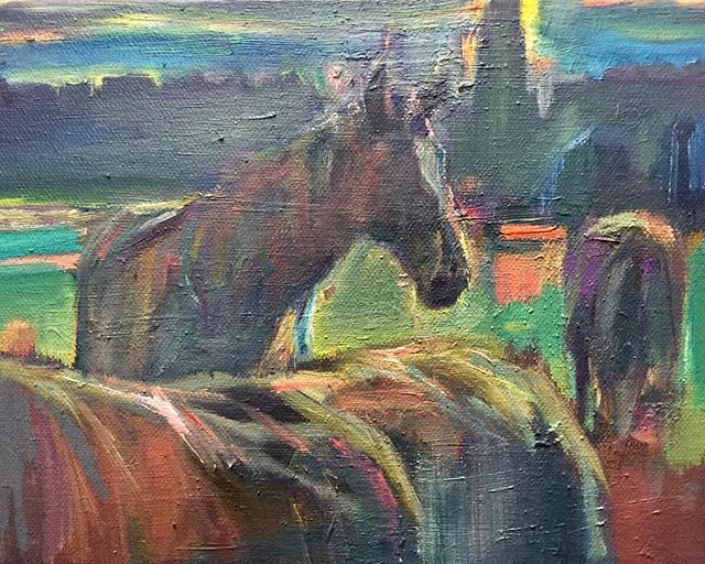 SCareyPainter's tweet photo. Oil painting from a recent series. Snettisham, Norfolk. May work on this and the others more over the coming weeks. #oilpainting #pleinairart #pleinair #horsepainting #painting #norfolklife #northfolkliving#pochade #paintings https://t.co/H8pIKi21Wx