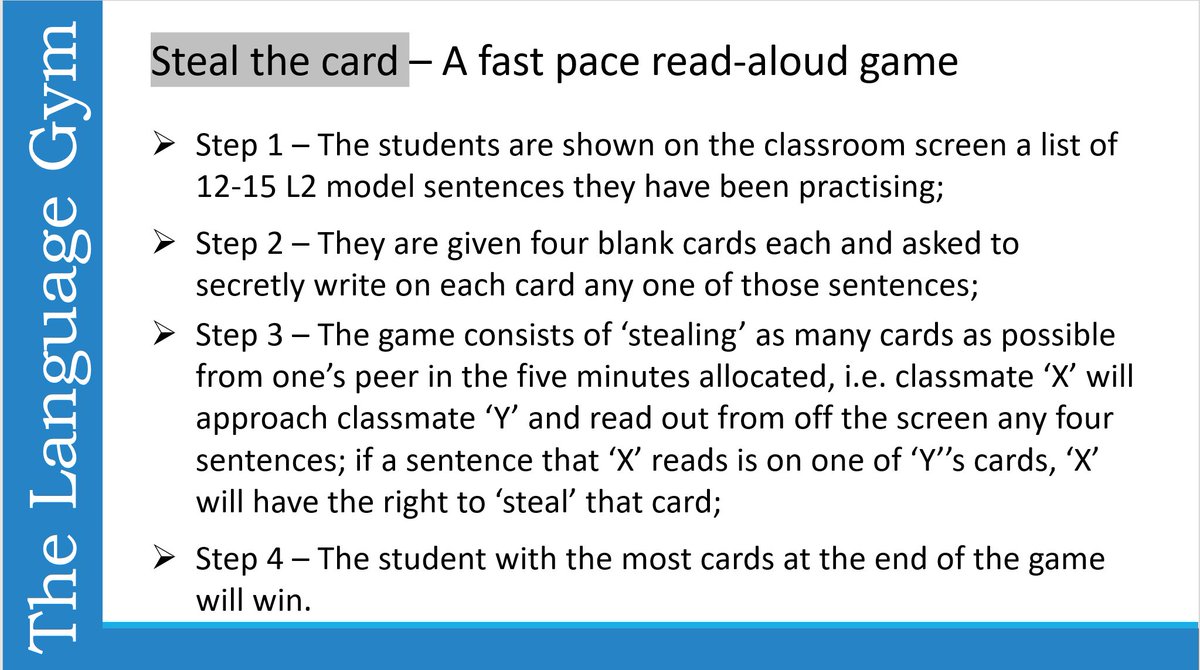 gianfrancocont9's tweet photo. As you know, mounting research evidence indicates that reading aloud, by improving decoding skills and training the articulators to produce L2 sounds, contributes crucially to oral fluency. Here is a read aloud game for younger learners. #mfltwitterati https://t.co/7VwKXzhWiE