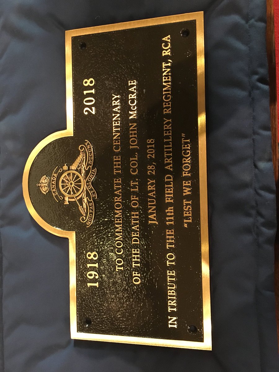 Sneak peak @Standrewsguelph plaque to commemorate McCrae in tribute to the 11th Field Artillery Regiment Guelph. @guelphmuseums @cityofguelph @GuelphHistSoc