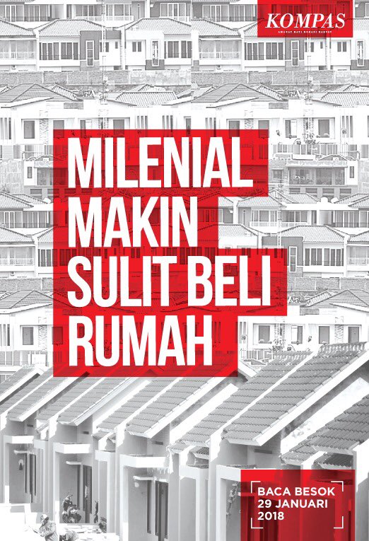 kompasmuda's tweet photo. #TahukahKamu Saat ini, kekurangan rumah di Indonesia sekitar 11,4 juta rumah, sedangkan setiap tahun kebutuhan bertambah sekitar 800.000 rumah.  Lalu, apakah generasi milenial akan benar-benar kesulitan beli rumah? Baca @hariankompas edisi 29 Januari 2018. https://t.co/3TUzqoi8z0