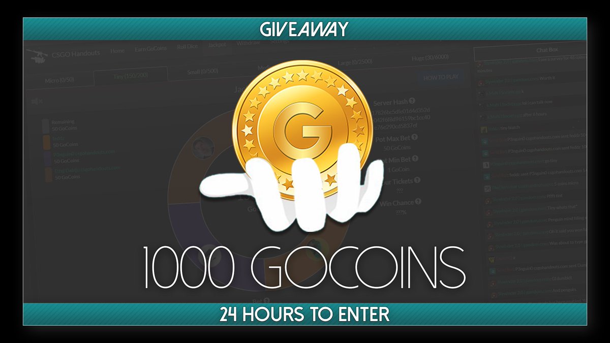 🎁 GIVEAWAY 1000 GoCoins - only 24h to enter 🎁
   💰 gleam.io/ZWhtt/1x-1000-… 💰

#giveaway #csgo #skins #FreeSkins