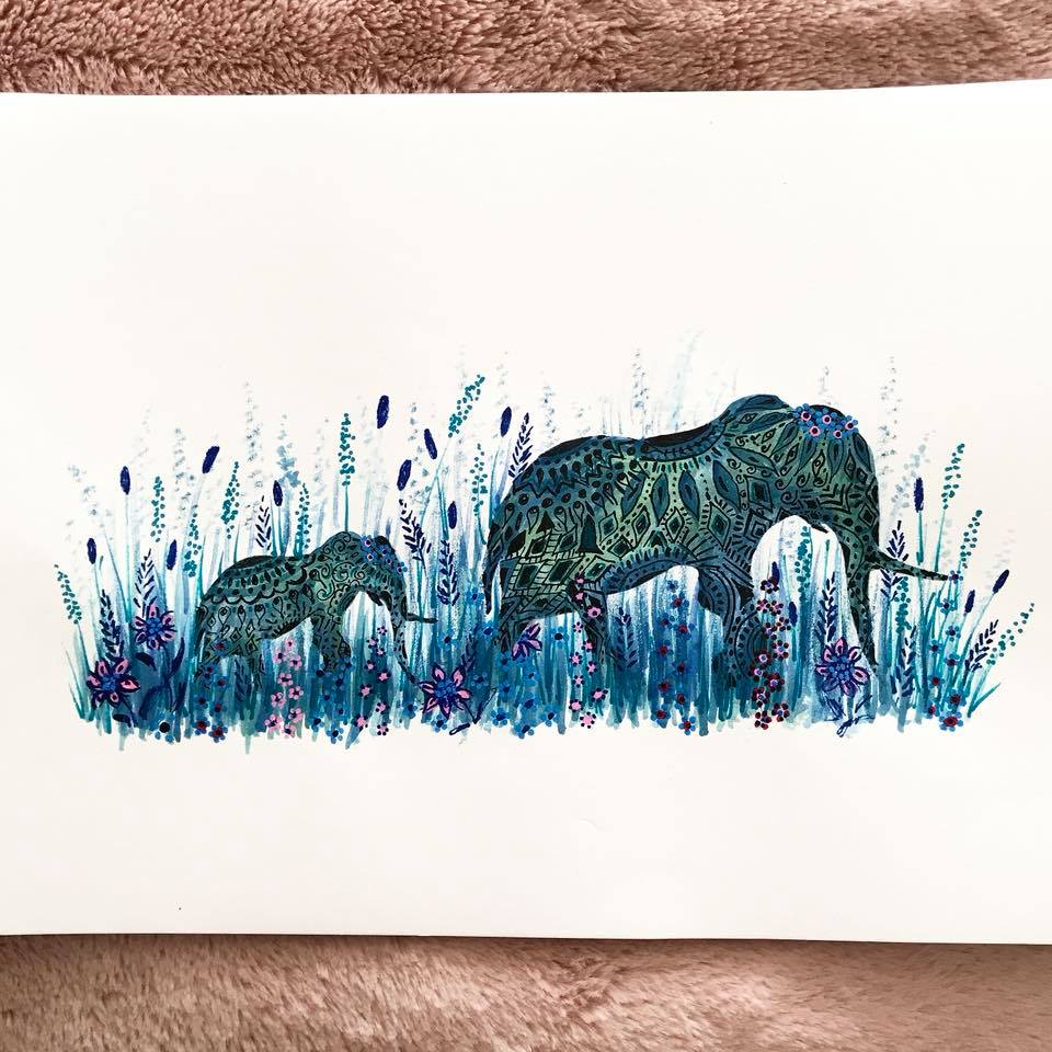 yasminjonescard's tweet photo. my latest painting. what do you think? check out fb page for more. https://t.co/82lNGV9qme #HandmadeHour #illustration #elephants #MothersDay #Craftbuzz https://t.co/c54KdiIiBn