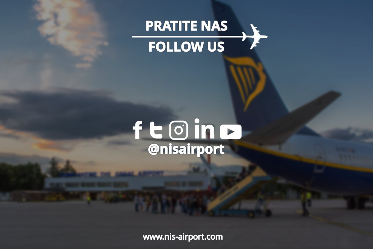 NisAirport's tweet photo. #Pratite nas i na drugim popularnim društvenim mrežama i letite sa Vašeg aerodroma!✈️
#Follow us on other popular social networks and #fly from our #airport!✈️
#Nis #Srbija #putnici #letovi https://t.co/nHO6MokrOi