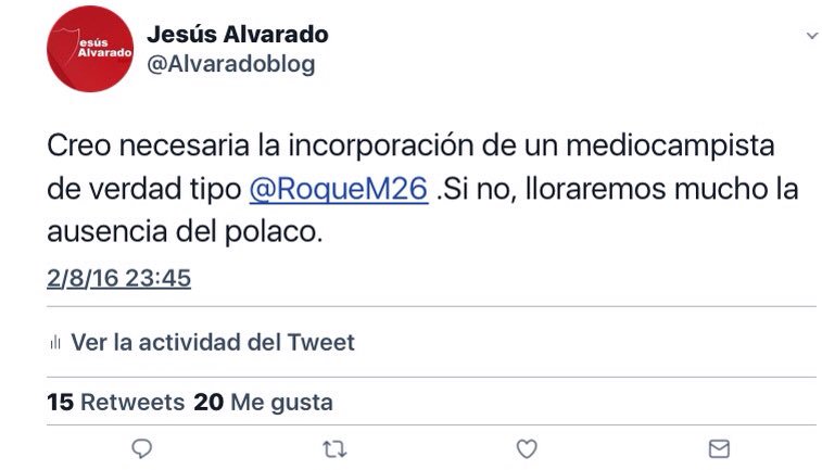 Alvaradoblog's tweet photo. Sobre la incorporación de @RoqueM26 es OBVIO que me gusta mucho este futbolista.Lo vengo diciendo desde q vendieron a #Krycho . Año y medio.Gran jugador. https://t.co/muXtWX2XCL