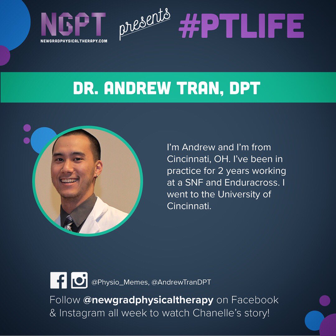 NewGradPT's tweet image. #PTLife meet Dr. Andrew Tran @PhysioMemes .He is our next #newgradspotlight #NewGradPT Be sure to stay tuned‼️
#Newgradphysicaltherapy #ngpt #covalentcareers #physicaltherapy #dptstudent #socialpt #ptfam #futurept #professional #career #healthcare #freshpt  #newgradwins