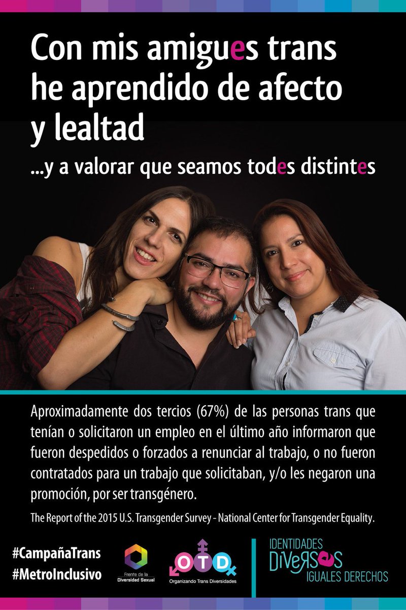 OTDChile's tweet photo. @WilsonCadiz @metrodesantiago Gracias por destacar nuestra #campañatrans para educar,  desestigmatizando, porque no existimos ciudadan*s de segunda clase. Hoy!podemos avanzar como sociedad derribando los prejuicios transitando en el @metrodesantiago 
#SubeT al #TrendeLaLibertad #MidentidadMiDerecho https://t.co/QNxjSfjkfc