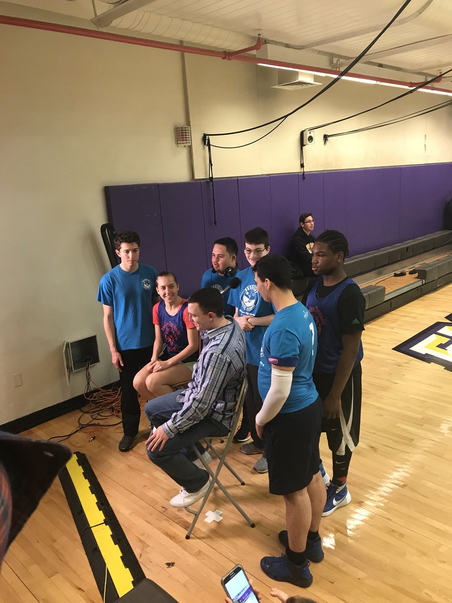 Brookline Cougars getting a team interview in between the big games