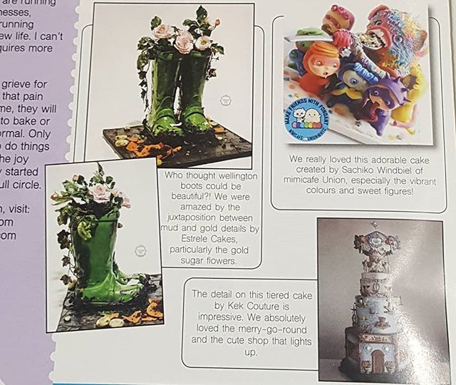 EstreleCakes's tweet photo. Not everyday that I get featured in @cakemasters magazine alongside the amazingly talented Sachiko of @mimicafeunion and @kekcouture !!! My wellies and flowers continue to surprise me 😊🎊🎉 #eeeee #cakedance #sograteful #illusioncake #wellingtonboots #itsalledible #hardworkpay… https://t.co/OkUCph8s50