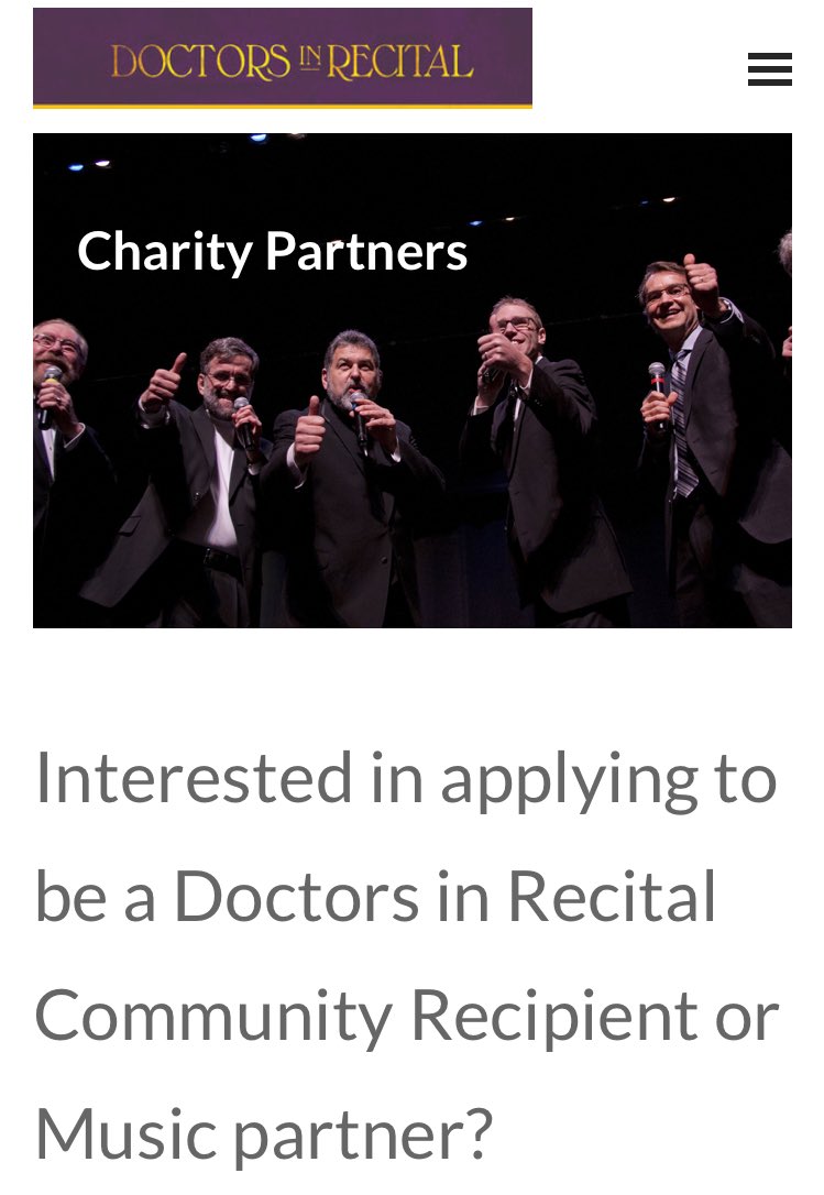 Please retweet! Apply now to be a 2019 Recipient at doctorsinrecital.org/charity-partne… #makingadifference by #makingmusic