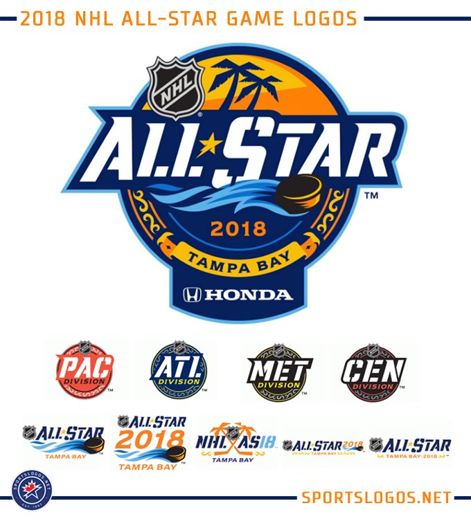 Chris Creamer  SportsLogos.Net on X: A collection of 2018 #NHL All-Star  Game logos for this afternoon's festivities in Tampa, FL. The primary logo,  four division logos, alternates, and wordmarks. See them