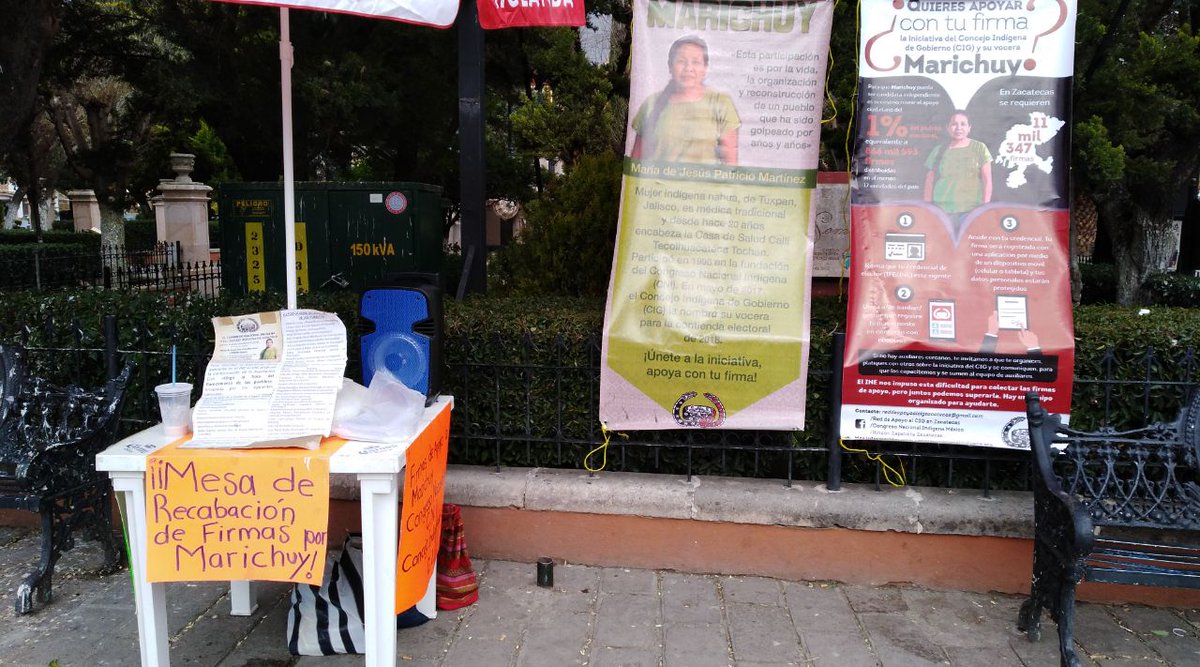 ApoyoalCIGFllo's tweet photo. Mesa para recabar firmas de apoyo a #Marichuy Vocera del #CIG en #Sombrerete #Zacatecas https://t.co/bKXecB9OBb