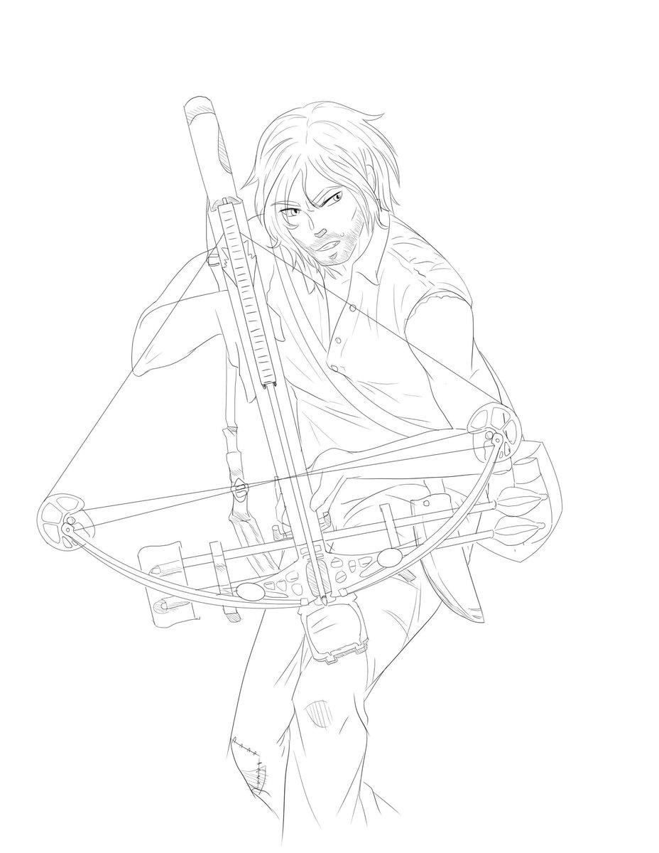 RoxyBoxArt's tweet photo. The lineart for the deryl commission https://t.co/kTitAH34on
