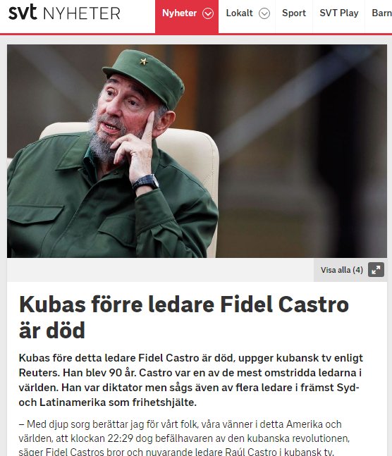 SVT om Kamprad respektive Castros död!