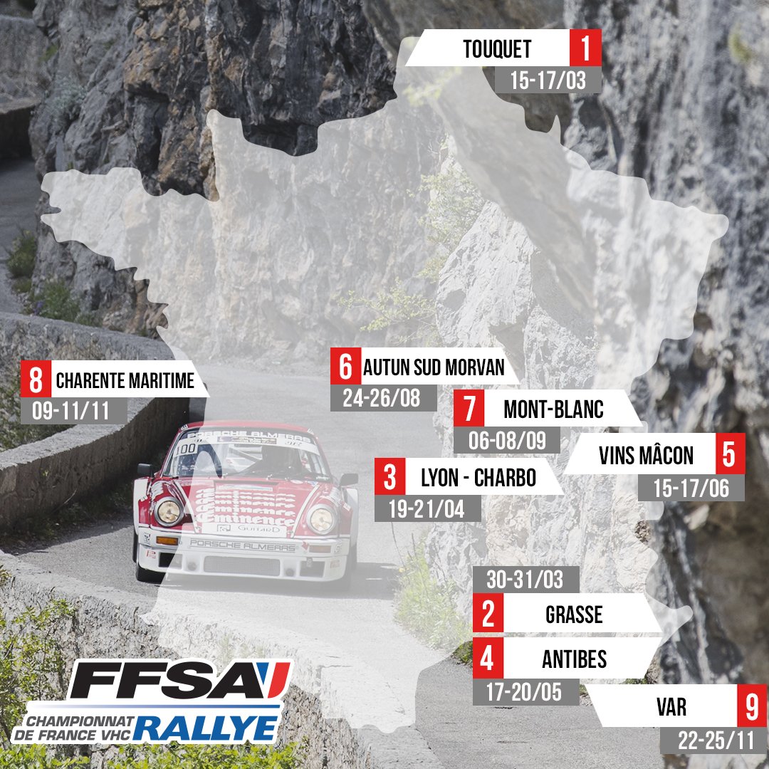 FFSportAuto's tweet photo. [Calendrier 2018 🗓]

Le Championnat de France des Rallyes #VHC repart sur les routes au mois de mars !

8⃣Manches
📌1er rendez-vous : Rallye du Touquet du 15 au 17 mars... https://t.co/2HjkOQcxdV